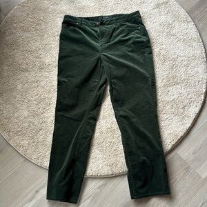 Stretch Corduroy Straight Leg Pants from Talbots, Bottle Green Size 16 Curvy